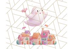 Pastel Halloween Town PNG Clipart, Spooky Shops &amp; Homes Png Product Image 3
