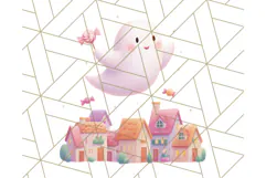 Pastel Halloween Town PNG Clipart, Spooky Shops & Homes Png Product Image 3