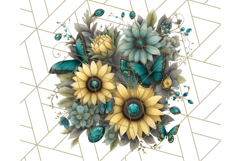 Sunflower and Butterfly PNG Clipart, Bright Jewel Tones Png Product Image 3