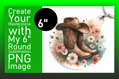 Artistic Keychain Round Design PNG , Western Product Image 1