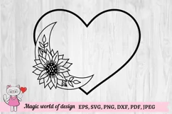 Valentine sunflower frame heart outline svg, Paper cut svg Product Image 2