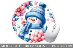 Snowman Mouse Pad Design. Christmas Mouse Pad Sublimation Product Image 1
