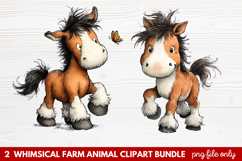 Whimsical Farm Animal Clipart | Cute Farm Animals PNG Set Product Image 1