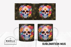 Floral Skull Mug Sublimation Design / halloween Mug #19 Product Image 1
