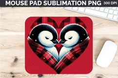 Watercolor Penguin Mouse Pad Sublimation - Valentines PNG Product Image 1