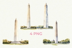 Washington Monument PNG 4th of July Watercolor Clipart Product Image 2
