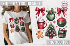 Christmas Coquette Bow PNG Holidays Funny Watercolor Product Image 1