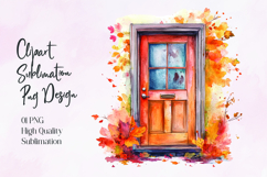Autumn Door Watercolor Sublimation PNG Product Image 1