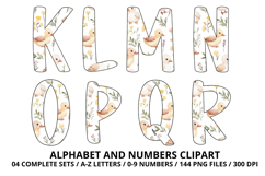 Baby Shower Watercolor Alphabet and Numbers Clipart PNG Product Image 3