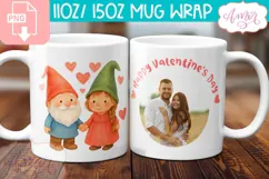 Valentines Photo Mug Wrap template, Cute gnomes PNG Product Image 1