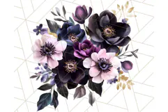 Gothic Floral PNG, Dark Aesthetic Flowers Clipart Print Product Image 3