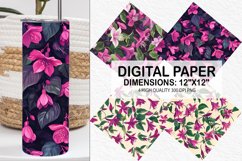Fuchsia Flowers Pattern Digital Paper- Flowers Background Product Image 1
