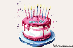 Birthday Watercolor Clipart Bundle PNG Product Image 8