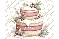 Christmas Cake Clipart PNG, Cottagecore Holiday Desserts Product Image 3