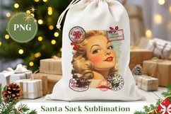 Vintage Girl Christmas Santa Sack, Christmas Gift Bag Design Product Image 1
