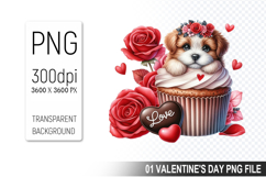 Cupcake With Dog, Valentine&#039;s Day Clipart PNG File Product Image 1