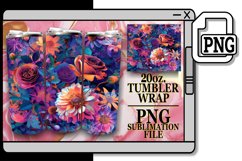 Colorful Abstract Floral Sublimation Tumbler 20oz Product Image 1