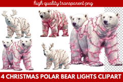 Christmas Polar Bear Lights Clipart | Cute Holiday Bear PNG Product Image 1