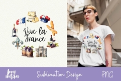 Vive La France French Patriotic Sublimation Design Paris PNG Product Image 1