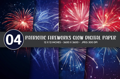 Patriotic Fireworks Glow Digital Paper Product Image 1