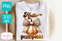 Hello Pumpkin sublimation PNG | Coquette bow PNG design Product Image 2