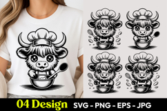 Cute Chef Cow SVG PNG Product Image 1