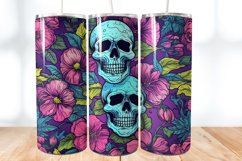 Day Of The Dead Sugar Skull PNG Tumbler skinny Tumbler Product Image 1