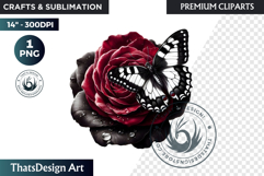 Dark Academia PNG, Gothic Butterfly Clipart Moody ephemera Product Image 1