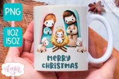 Christmas nativity mug wrap PNG for sublimation 11oz 15oz Product Image 1