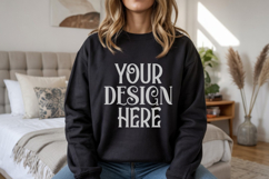 Black Gildan 18000 Sweatshirt Model Mockups, Sweatshirts Product Image 1