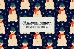 Blue pattern with Snowman |Retro Christmas pattern Product Image 2