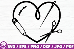Sewing Heart Svg, Scissors Silhouette, Sewing Love Png Product Image 1