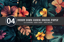 Moody Dark Floral Digital Paper Product Image 1