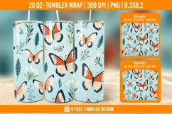 3D Cute Butterfly Tumbler Wrap Designs, Sublimation Wrap Product Image 1