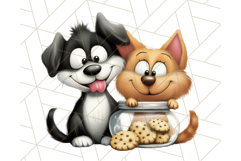 Dog and Cat Friends PNG, Cute Pet Clipart, Funny Animal Art Product Image 3