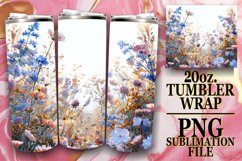 15x Watercolor Tumbler Wrap Bundle PNG, Spring Flowers Product Image 9