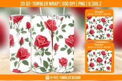 Valentine Rose Tumbler Wrap Designs, Sublimation Wrap Product Image 1