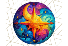 Whimsical Celestial Moon and Stars Clipart Constellation Png Product Image 3