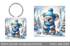 Christmas Koala Keychain. Christmas Keychain Sublimation Product Image 1