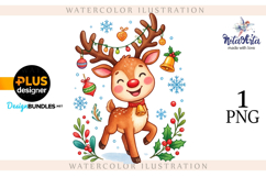 Christmas deer watercolor illustration Product Image 1