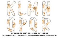 Cute Puppies Alphabet PNG, watercolor Letters &amp; Numbers Product Image 3