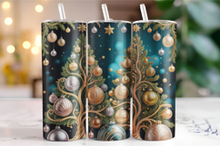 Merry Christmas Tree Tumbler Wrap | Christmas Wrap Product Image 1