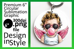 Whimsical Round Design Keychain PNG , Cupid Product Image 1