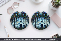 Car coaster sublimation, Halloween Coaster PNG Design Product Image 1