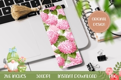 Printable Bookmark PNG, Pink Hydrangea Bookmark Design Product Image 1
