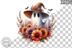 Halloween Ghost And Flowers Sublimation - Halloween Clipart Product Image 1