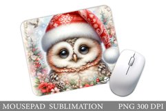 Cute Owl Mouse Pad. Christmas Mouse Pad Design Product Image 1