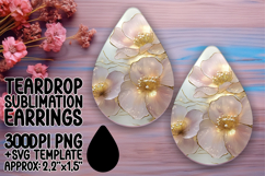 Sleek Teardrop Earrings Artwork Template , 3D Flower Product Image 1