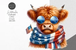 Patriotic clipart, Highland cow clipart, Product Image 1