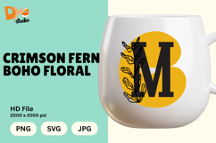 Crimson Fern Boho Floral Monogram Product Image 1